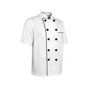 Veste de Chef Unisexe en Coton, Double Boutonnage, Manches Longues ou Courtes, Anti-Bactérienne, Uniforme de Cuisine Professionnel, Ensemble avec Toque de Chef - Product Image 3