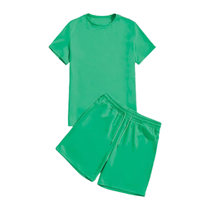 Ensemble T-shirt et short d'été pour homme, vert premium, décontracté, respirant, sportif, deux pièces, tenue en coton doux - Product Image 1