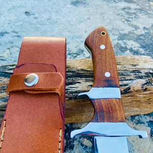 MORTAL SAGA Hand Forged Customized High Quality Bowie Hunting Knife Leather Sheath Full Tang Stainless Steel Blade Serrated Edge - Product Image 3