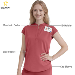 Ensemble de tenues médicales pour femmes, haut sans manches à col montant et pantalon de jogging, 8 poches - Product Image 3