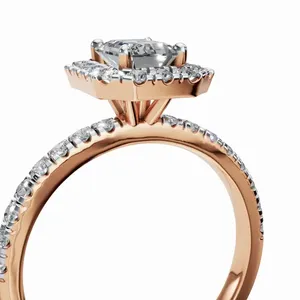 New Design Multi Stone <b>Emerald</b> & Round Cut Lab Grown Diamond Women's Luxury IGI Certified <b>Ring</b> in 18K Rose Gold Indian Supplier - Product Image 2