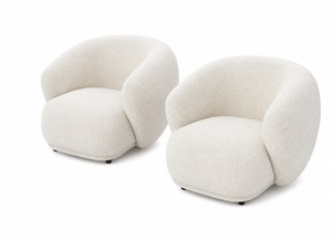 Fauteuil pivotant Boucle en tissu, fauteuil de loisirs moderne pour salon, chambre, hôtel - Fauteuil rembourré incurvé pour salon - Product Image 2