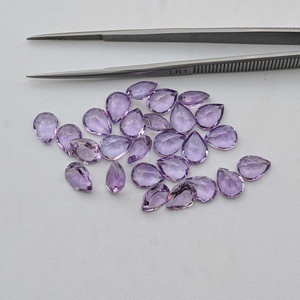 7x10mm Natural rosa claro amatista facetada corte de pera piedra preciosa suelta grado AAA hecho a mano India tercer partido certificado anillo colgante - Product Image 1