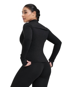 แจ็กเก็ตวิ่งโยคะและออกกำลังกายแขนยาวของผู้หญิงแห้งเร็วและระบายอากาศได้ดีสำหรับฟิตเนสกลางแจ้งและยิมเสื้อโค้ทมีซิป - Product Image 6