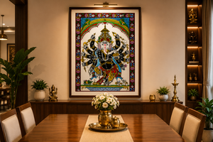 Authentique Pattachitra en bois d'Odisha, décoration murale Ganesha |   Décoration artisanale indienne traditionnelle pour la maison - Product Image 5