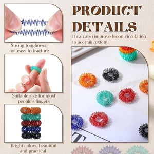 30-Piece Acupressure Sensory Fidget <b>Spinners</b> Spiky <b>Rings</b> for Stress Relief Fresh Color Fingers Massager for Teens and Adults - Product Image 2