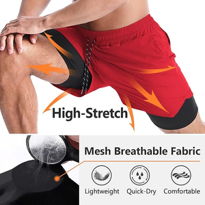 Gym Running <b>Shorts</b> Workout Polyester Spandex <b>Woven</b> Mid High Street Style Breathable Drawstring Closure Eco Friendly for <b>Men</b> - Product Image 5