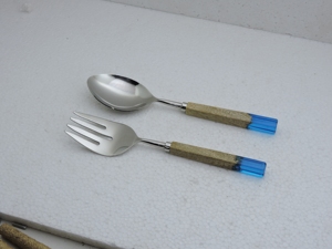 handmade resin grip stainless steel <b>salad</b> <b>spoon</b> fork decorative serveware wholesale kitchenware distributor - Product Image 4