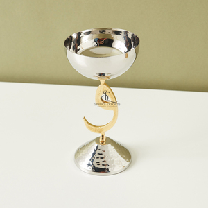 Juego de tazones de metal para postres y helados con caligrafía árabe de lujo, dorado y plateado, pulido a mano, vajilla para bodas, catering y hoteles. - Product Image 2