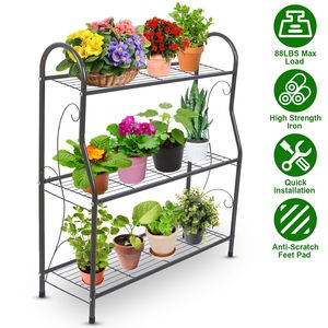 Portapacchi per piante a 3 livelli da 88 libbre per ripiano con supporto per vasi di fiori con organizzatore per uso interno/esterno - Product Image 2