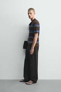เสื้อถักลายริบสีน้ำตาลสำหรับผู้ชาย ลายทางตัดกัน โลโก้สั่งทำได้ ป้องกันการหดตัว ไซส์ XL-4XL รับผลิตตามแบบ (OEM) แขนสั้น ขายส่ง - Product Image 6