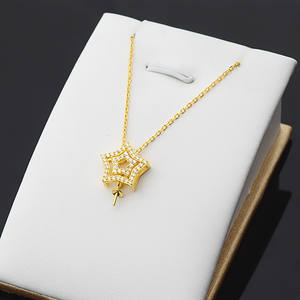 Collier pendentif double pentagramme en argent S925, chaîne de clavicule, accessoires de bricolage, composants de bijoux vides pour femmes, perles - Product Image 2