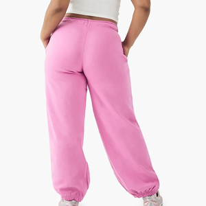 Pantalones Deportivos Rosa para Mujer, 100% Algodón, Corte Holgado, Cintura Elástica, Ropa de Gimnasio, Estilo Casual Hip Hop, Cómodos Pantalones para Estar en Casa - Product Image 2