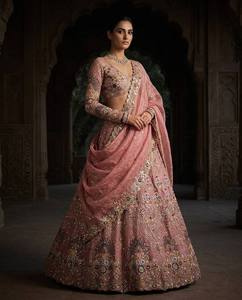 Divyam Creation Embroidered Net <b>Lehenga</b> Choli Set Floor-Length Traditional Wedding Wear <b>Women</b> India Pakistan Style Spandex - Product Image 3