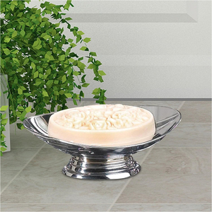 Latest Style Free Standing Metal Eco-Friendly <b>Round</b> <b>Brushed</b> Stainless Steel Countertop Soap Dish Holder for Home & Bathroom - Product Image 2