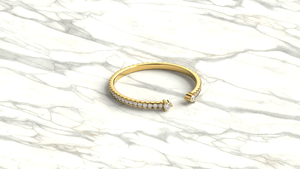 Minimalist 18K Gold Open <b>Ring</b> Micro Pave Round Diamond Band Asymmetric Stacking Cuff <b>Ring</b> <b>Adjustable</b> Women Bridal Jewelry Gift - Product Image 3