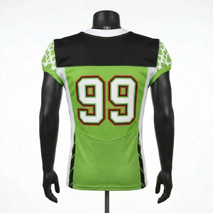 Women's American Football Jersey Green Black <b>Mesh</b> Printed V-Neck <b>Short</b> Sleeve Breathable Team Numbers Loose Fit 100% Polyester - Product Image 1