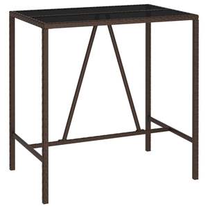 Conjunto de Bar para Jardín en Ratán PE Marrón, Acero con Recubrimiento en Polvo y Vidrio Templado - Muebles de Patio Elegantes - Product Image 6