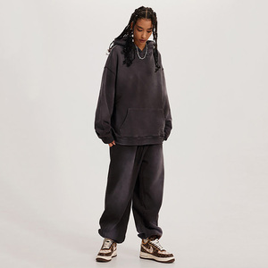 Conjuntos de sudadera y pantalones deportivos con estampado personalizado, efecto lavado ácido y estampado en relieve para hombre - Product Image 6