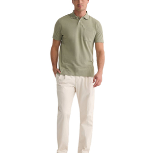 Polo en piqué de coton pour homme 2026, manches courtes, couleur unie, coupe décontractée, respirant, avec poche, vert - Product Image 4