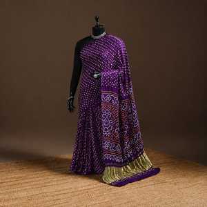 Dernier modèle de sari pour femme en fausse fourrure de haute qualité, imprimé et orné de motifs Gujarti, idéal pour les fêtes et festivals - Product Image 4