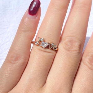 Bague Solitaire Cœur Blanc Romantique en Diamant Taillé, Lettre d'Amour, Or Massif, Cadeau d'Anniversaire, Bijoux Fins, Élégante et Distinctive pour Femme - Product Image 1