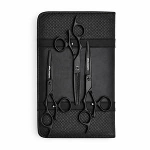 Juego Triple Giratorio Premium Negro Mate para Zurdos, Diseño Ergonómico Duradero para Uso Profesional en Peluquería - Product Image 1