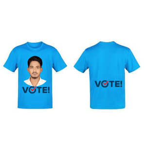 Camiseta de Manga Corta con Cuello Redondo Azul Claro para Hombre, Impresa con Foto Personalizada, Tu Voto Tiene Poder, Camiseta de Campaña Electoral - Product Image 3