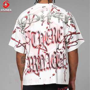 T-shirt personnalisé à col épais, 100% coton, t-shirts épais et unis, coupe ample pour homme - Product Image 2