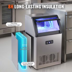 Macchina Commerciale per Produzione Ghiaccio 130 libbre/24H, Capacità di Stoccaggio 33 libbre, 55 Cubetti di Ghiaccio, 15 Minuti - Display Digitale LED, 500 kg, Nuova - Product Image 5