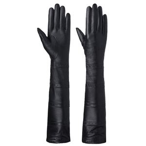Gants longs élégants en cuir pour femme, très tendance, luxueux, doux, mode, chauds, pour l'hiver, longueur bras. - Product Image 3