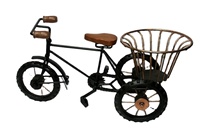 Keranjang Model Becak Besi Lukis Tangan Vintage Miniatur Rickshaw Tempat Pot Tanaman Organizer Meja Natal Rumah Kantor