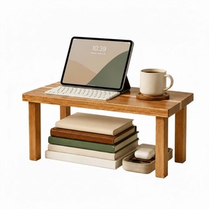 Pine Wood Rustic <b>Desk</b> Organizer Shelf <b>Riser</b> Wholesale | Handcrafted Moradabad - Product Image 1