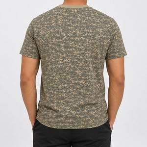 T-shirt pour homme tendance à imprimé camouflage numérique AOP, 100% coton, col rond, manches courtes, décontracté, pour l'extérieur, toutes saisons, OEM/ODM - Product Image 3
