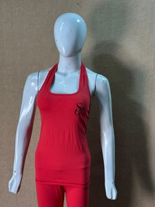 <b>Red</b> <b>Halter</b> <b>Neck</b> Yoga Set Women Breathable Camisole <b>Top</b> and Flare Leggings Activewear Lounge Outfit - Product Image 2