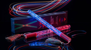 Elegante Juego de Varitas Dandiya Acrílicas con Iluminación LED, Efecto de Burbujas que Cambia de Color, Reutilizables, Duraderas y Ligeras para Garba Raas - Product Image 1