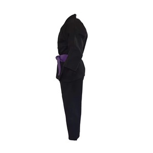 Uniforme de Taekwondo Negro con Cinturón Morado para Niños, Ropa de Artes Marciales, Corte Regular, 100% Algodón, Traje de Karate Resistente - Product Image 2