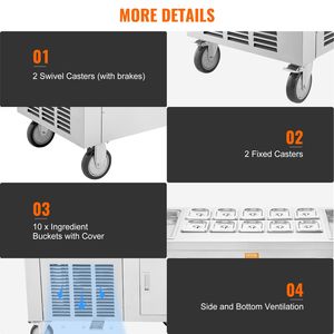Máquina comercial de acero inoxidable de 17.7 x 17.7 pulgadas para hacer rollos de helado, sartenes cuadradas para freír con 2 unidades para helado enrollado - Product Image 6