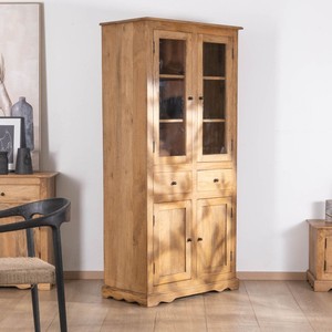 Vandana Amber Aspect-style mango wood <b>sideboard</b> with glass doors Sarah - Product Image 4