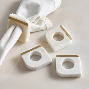 Anneaux de serviette en laiton et marbre, nouveaux anneaux de serviette en résine pour mariage et décoration intérieure - Product Image 1