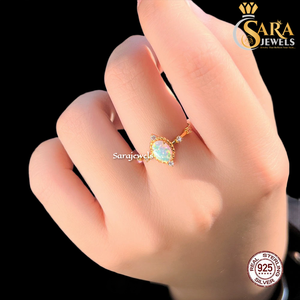 Anillo de Ópalo Chapado en Plata 925 y Oro de 18K de Sara Jewels, con Engaste Ovalado, Anillo Clásico de Compromiso con Piedra Preciosa para Mujer, para Exportación al por Mayor - Product Image 1