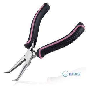 Stainless Steel Mini Bent Needle Nose Pliers with Serrated Jaw <b>Soft</b> Grip for Jewelry Making <b>Wire</b> Wrapping and Object Gripping - Product Image 1