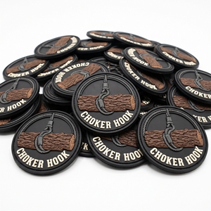 Badge rond en PVC et caoutchouc personnalisé, direct usine, avec crochet de choker et boucle de fixation pour équipement de levage - Product Image 1