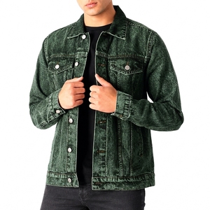 Men's Custom Regular Fit Turn-down Collar Solid Color Washed Jeans Jacket Breathable OEM Denim Jacket - Product Image 1