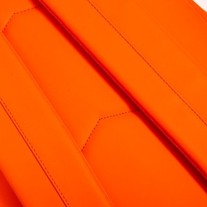Orange matte leather <b>backpack</b> simple casual eco-friendly bag <b>black</b> webbing logo bag - Product Image 5