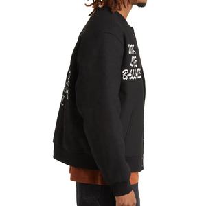 Blouson aviateur à manches en cuir brodé chenille de laine personnalisé OEM pour hommes - Product Image 3