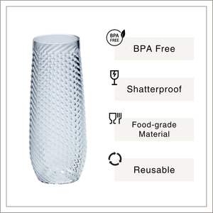 [Holar] Taiwan Made Swirl Design Shatterproof 10oz <b>Plastic</b> Ribbed Champagne <b>Flutes</b> for Bars Restaurant Party - Product Image 2
