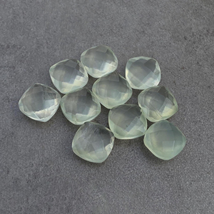 Natural Prehnite Checker Cut Calibrated Briolette <b>Cushion</b> AAA+ Gemstone, Loose Stone for Jewelry Making Custom Sizes Available - Product Image 2