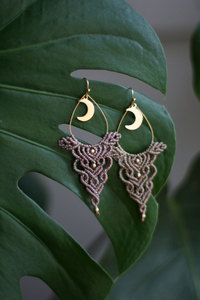 Excellent Handmade Macrame Moon Hoop <b>Earrings</b> Boho Crescent <b>Dangle</b> <b>Earrings</b> Ethnic Festival Jewelry Wholesale by Hari Om Creat - Product Image 1