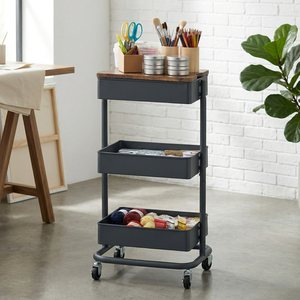 Carrito de cocina moderno de 3 niveles, utilitario móvil, con tapa, almacenamiento doméstico, fabricante de muebles de Taiwán, venta al por mayor en eBay - Product Image 1